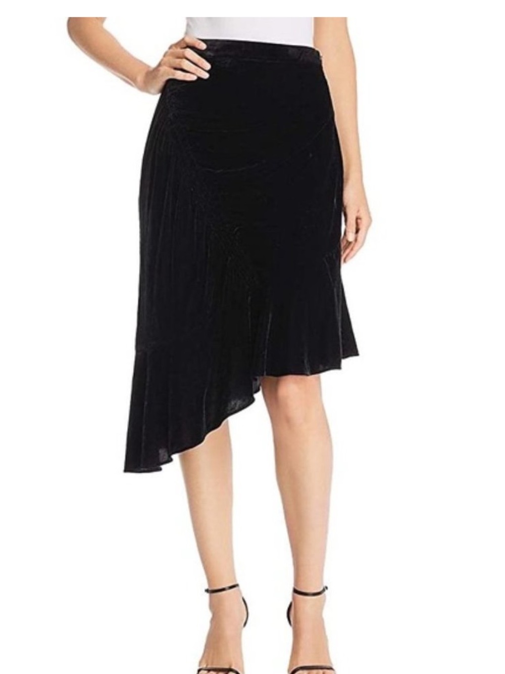 Parker Women’s Black Asymmetric Velvet Skirt Size 4 NWT